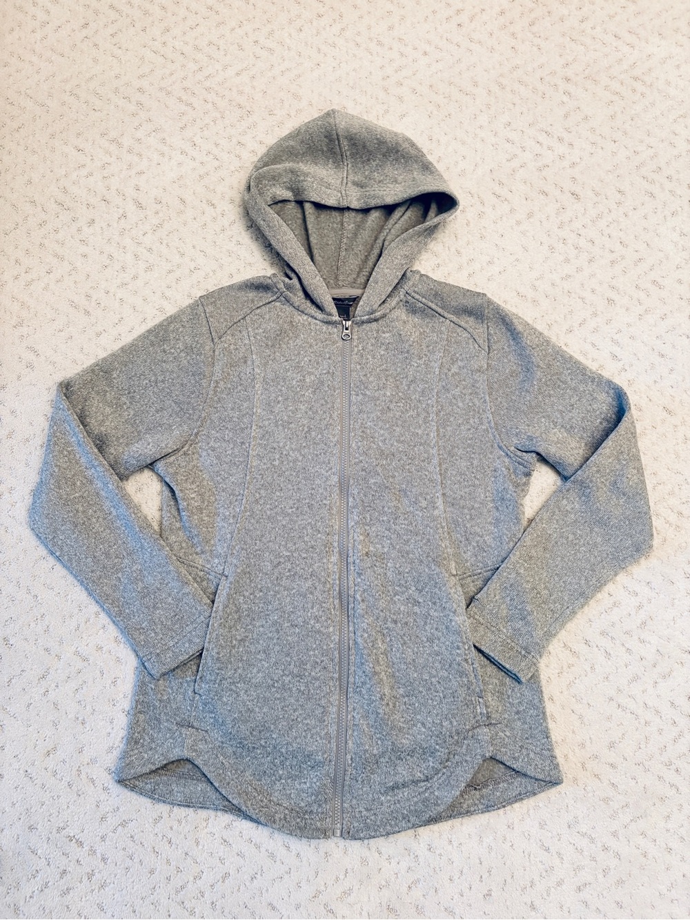 Eddie Bauer Fleece Zip Up Hoodie Jacket Womens Size Large Grey Fall Outerwear